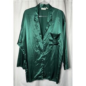 Vintage Victoria's Secret Gold Label Sleep Shirt Emerald Green Luxury Women's L